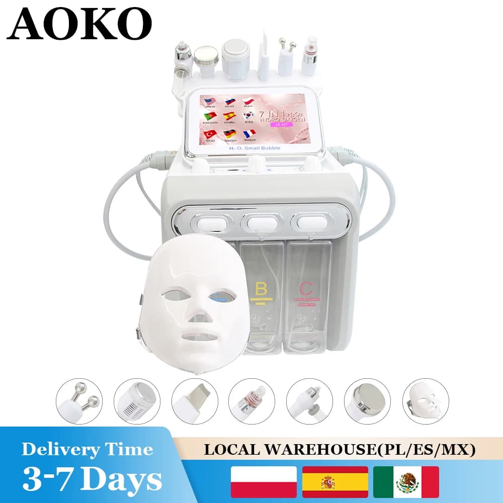 AOKO 7 in 1 H2O2 Hydro Dermabrasion Facial Machine Water Oxygen Skin Cleaning Lifting Professional Aqua Peeling Beauty Device