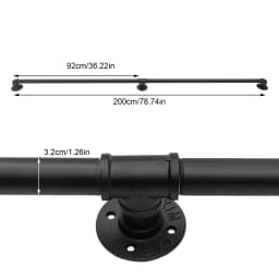 3-12FT Stair Handrail Wall Mount Metal Stair Railing Indoor And Outdoor Non-Slip Industrial Pipe Railing,Black,Round Corner