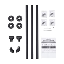 3-12FT Stair Handrail Wall Mount Metal Stair Railing Indoor And Outdoor Non-Slip Industrial Pipe Railing,Black,Round Corner