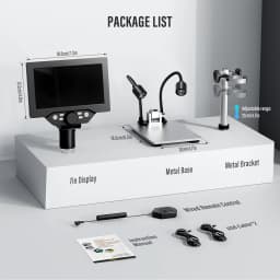 Digital Microscope, 7-inch Screen 12MP LCD Microscope 1200x 1080P Video Recording USB Microscope with 8 LED Lighting Soldering
