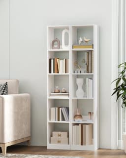Bookcase, Cube Shelf, Modern Open Wooden Shelving Unit, Storage Shelves and Display Shelves for Living Room, White