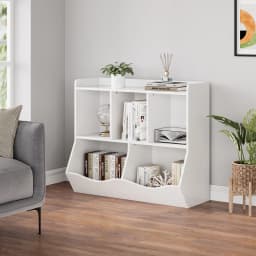 Kids Bookshelf and Bookcase Toy Storage Multi Shelf with Cubby Organizer Cabinet for Boys Girls,for Children Playroom,WHITE