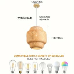 Modern Handcrafted Pendant Lights Bamboo Chandelier | CE 220V E26/E27 | Woven Shade Semi-Flush Mount