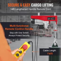 SucceBuy 2640Lbs Electric Hoist Winch 230V with 14ft Wired Remote Control 40ft Single Cable Lifting Height Lift Hoist for Garage