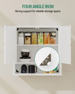 Wall Cabinet, Bathroom Cabinet, Wall Cabinet for Toilet and above Sink, with 2 Doors, Open Space, White with Wood Grain
