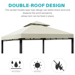 3x3m Thicken Waterproof Replacement Top Canopy Cover Double Gazebo Roof Covers for Yard Patio Garden
