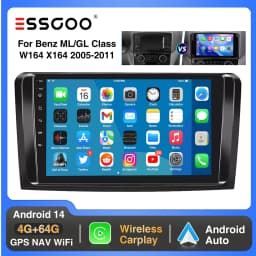 ESSGOO Android 14 9" Car Stereo Radio Carplay For Mercedes Benz ML/GL Class W164 X164 2005-2011 GPS Navi RDS Multimedia Player