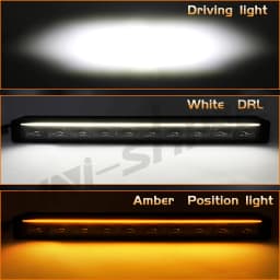 UNISHINE Slim 10-50 Inch Led Light Bar 6000K with Amber DRL 600W Work Light Bar 4x4 Offroad For Car Trucks ATV 4WD 12V 24V