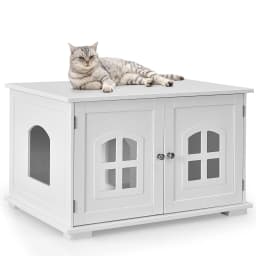 Cat house with 2 magnetic doors 81x53x49cm, white