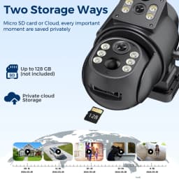 ABUNTU 8MP 4K Wireless Solar Camera Wifi Dual Screens ICSEE Security Camera Solar Panel 365 Days Standby PIR Human Detection