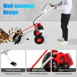 1.7hp Horsepower Lawn Yard Sweeper with Goggles 2 Large Wheels 23.62in Sweeping Width Leaf Blower for Sweep Leaves 