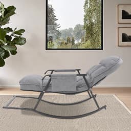 Dark Grey Soft Cushion And Backrest Rocking Chair Footrest Can Be Adjusted In 3 Positions For Easy Lounging