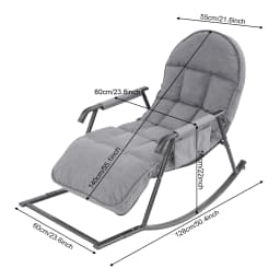 Dark Grey Soft Cushion And Backrest Rocking Chair Footrest Can Be Adjusted In 3 Positions For Easy Lounging