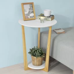 SoBuy FBT52-WN side table with 2 shelves coffee table coffee table Balcony table White-nature, BHT approx.: 45x60x45cm