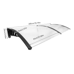 90*200 cm Arc Door Canopy Awning Shelter, Front/Back Porch Outdoor Shade Patio Roof Rain Cover Waterproof, Clear and Black