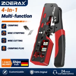 ZoeRax RJ45 Crimp Tool for Cat7 Cat6a Cat6 Cat5e Ethernet Connectors with wire stripping,cutting functions and Blade