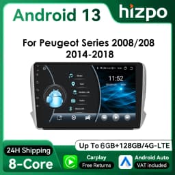 Hizpo 2Din 10.1inch Android Auto Car Radio for Peugeot 208 2008 2014 - 2018 BT 4G SWC GPS Navigation RDS DSP UIS8581 Headunit