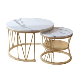 Rosahqnda 2 set coffee tables 70*45cm Table 45*40cm with white plate and black leg pad