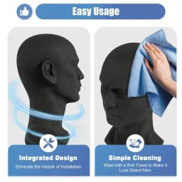 0.9kg Stable Male Mannequin Head Model Hat Glasses Wig Display Stand Manikin Holder for Business Mall Black -H. 30cm Circum 50cm