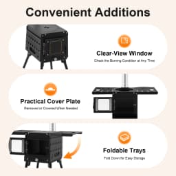 Folding Outdoor Camping Firewood Stove Adjust the Height Smoke Cleanly Outdoor Camping Stove Portable Tent Stove