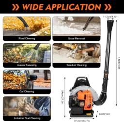 63CC Profi Benzin Laubbläser 6800 RPM - Rückenlaubbläser mit 1.7L Tank, Schultergurt & Öleinfüllstutzen für Gartenarbeit