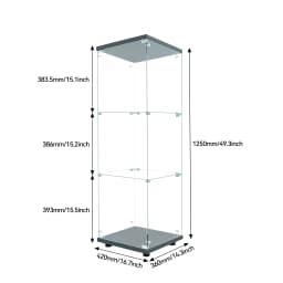 Lazyspace Glass Display Cabinet 125x42x36cm, Modern Glass Wooden Display Cabinet with 3 Shelves for Collectibles, Books, Wine