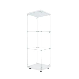 Lazyspace Glass Display Cabinet 125x42x36cm, Modern Glass Wooden Display Cabinet with 3 Shelves for Collectibles, Books, Wine