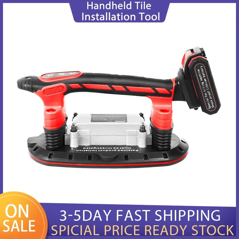 Handheld Tile Installation Tool with One Suction Cup Vibrator Slip-proof 6 Speeds Handheld Tiling Leveling Laying Vibration Machine
