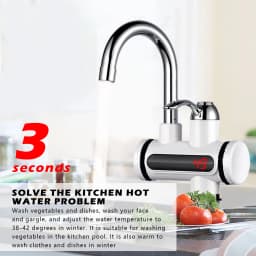 220V 3-Sec Instant Tankless Electric Hot Water Faucet with LED Digital Display Kitchen Fast Heating Tap Water Heater For Toilet
