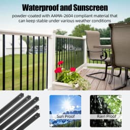 50pcs Aluminum Deck Balusters Flat Straight/Wave Arc Deck Baluster with Screws Baluster Deck Railings for Stairs Deck
