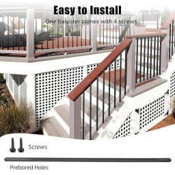 50pcs Aluminum Deck Balusters Flat Straight/Wave Arc Deck Baluster with Screws Baluster Deck Railings for Stairs Deck