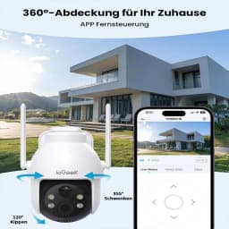 ieGeek 2K Wireless Outdoor WiFi Surveillance Camera – 360° PTZ Outdoor Camera Wireless Solar Night Vision Colour Human Detection