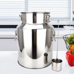 1.8L Grain Container Barrel Stainless Steel Milk Water Beverage Cereal Container Portable Kitchen Household Bucket W/Lid & Lock