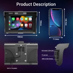 ESSGOO 5inch Motorcycle Carplay MP5 Portable Smart Player Wireless Carplay Android auto with Front&Back Camera Motorcycle DVR