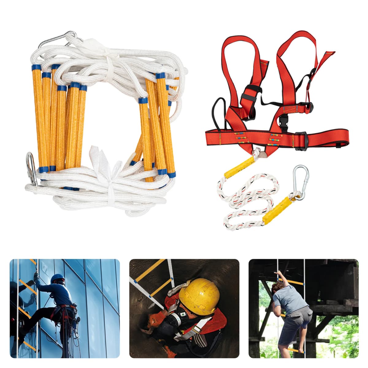 6M/10M Polyester Fabric Emergency Escape Ladder Rope Fire Fighting Ladder for Quick Use in Fire DisasterLoad 200 KG