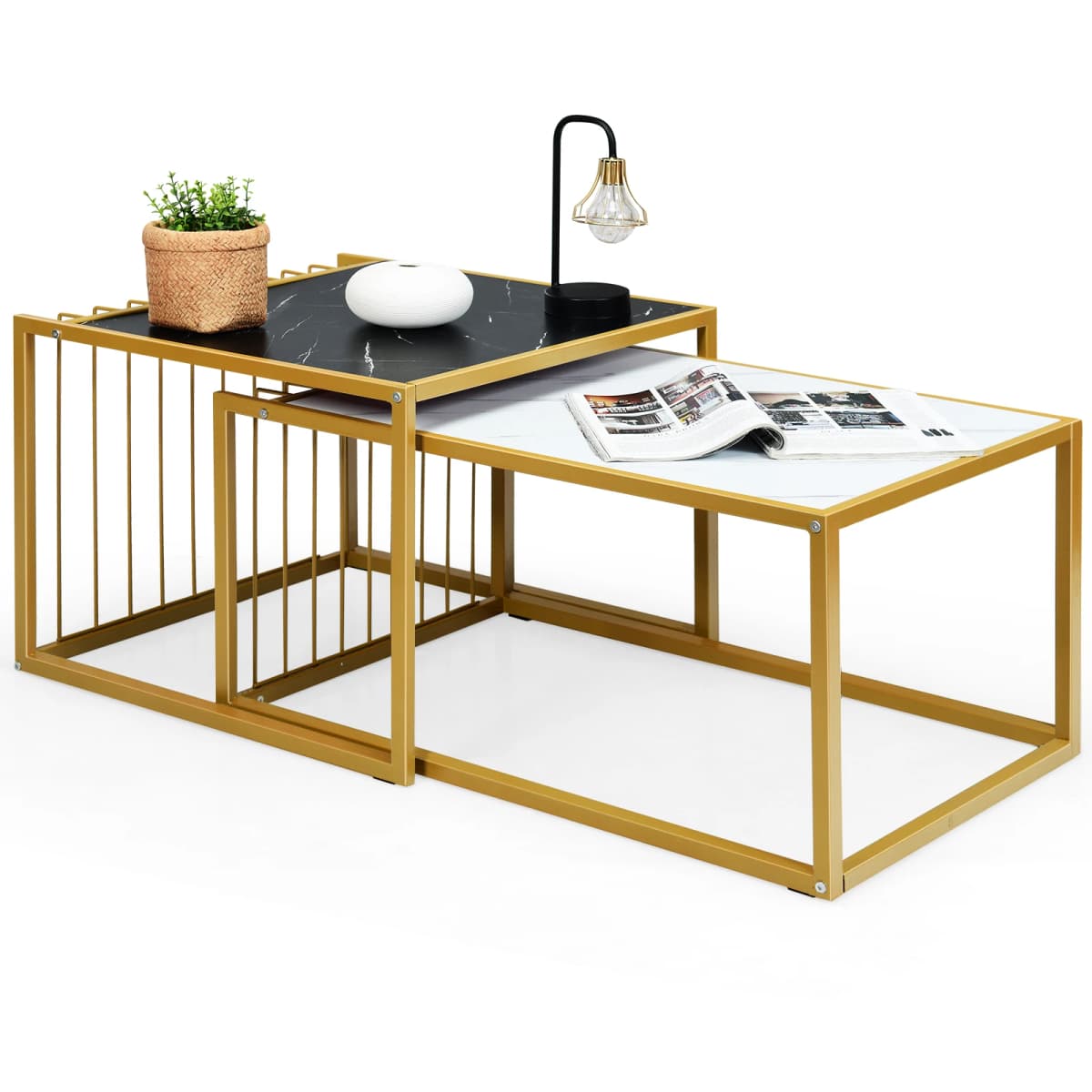 2 x side table set coffee table set tables marble coffee table metal structure sofa table living room table