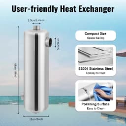 YIYIBYUS 28/60KW Swimming Pool Heat Exchanger Stainless Steel Pool Heater for Spas, Hot Tub Tray Heating 292x134mm/485x134mm