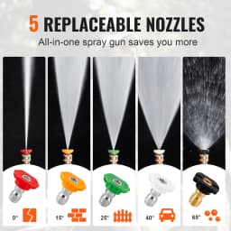 SucceBuy Short Pressure Washer Gun 4000 PSI High Power Outlet Hose Connector Foam Gun with 5 Color Quick Connect Nozzles