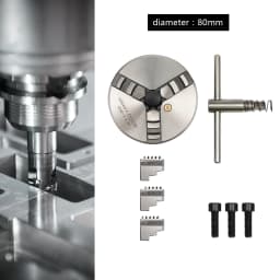 80mm/100mm/125mm 3-Jaw Self-Centering Chuck Adjustable Lathe Chuck Tools Set with Wrench for Clamping Milling Drilling Turning
