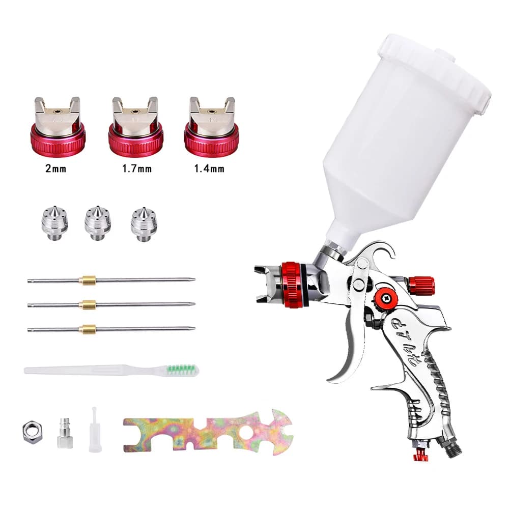 Paint Spray Gun HVLP Gravity Air Spray Gun 1.4/1.7/2.0 mm Nozzles Car Furniture Small Repair Painting Spray Gun