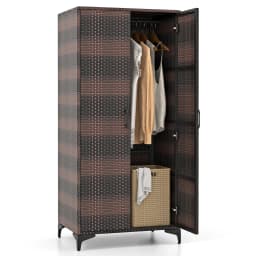 Garden wardrobe rattan storage s wardrobe outdoor with STEM Bar & 2 doors weatherproof terrace wardrobe rattan wardrobe