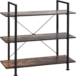 3 Tier Industrial Style Storage Shelf with Metal Frame, Multi-Purpose Bookcase with Legs