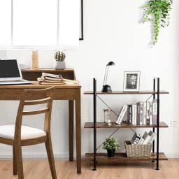 3 Tier Industrial Style Storage Shelf with Metal Frame, Multi-Purpose Bookcase with Legs