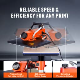 SucceBuy Heat Press Machine 12" x 15" Fast Heating 360 Swing Away Digital Sublimation Transfer T-Shirt Vinyl Transfer Printer