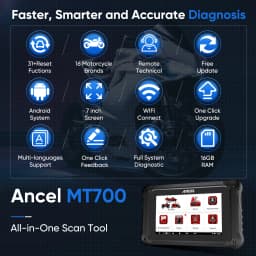 2026 Ancel MT700 Motorcycle Scanner All System Diagnosis ECU Reset Oil Reset Motorcycle Diagnostic Tool for KTM/BMW/Yamaha/Honda