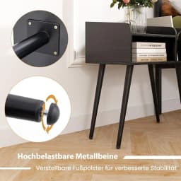 Bedside Table with Open Compartment, Sofa Table with Metal Support Legs, Bedside Table for Bedroom, Living Room