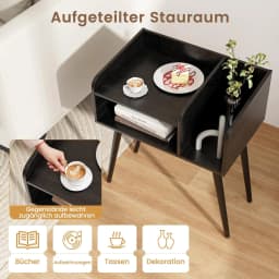 Bedside Table with Open Compartment, Sofa Table with Metal Support Legs, Bedside Table for Bedroom, Living Room