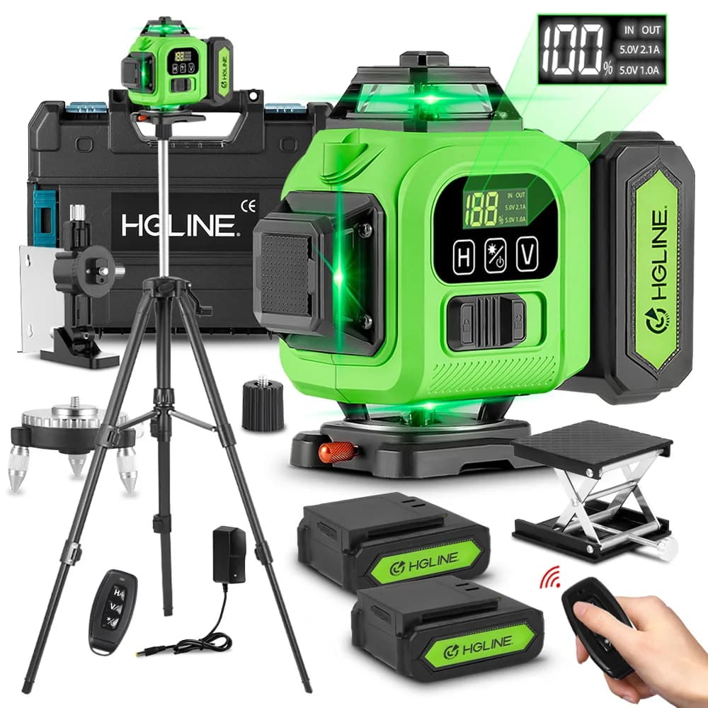 HGLINE 16 Lines 4D Laser Level Professional Construction Laser Tool APP Remote Control 360° Horizontal Vertical Leveling Machin