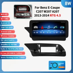 10.25"Carplay Android 13 Auto Car radio For Mercedes Benz E-Class C207 W207 A207 NTG 4.0 4.5 5.0 2-Door car intelligent system