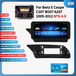 10.25"Carplay Android 13 Auto Car radio For Mercedes Benz E-Class C207 W207 A207 NTG 4.0 4.5 5.0 2-Door car intelligent system